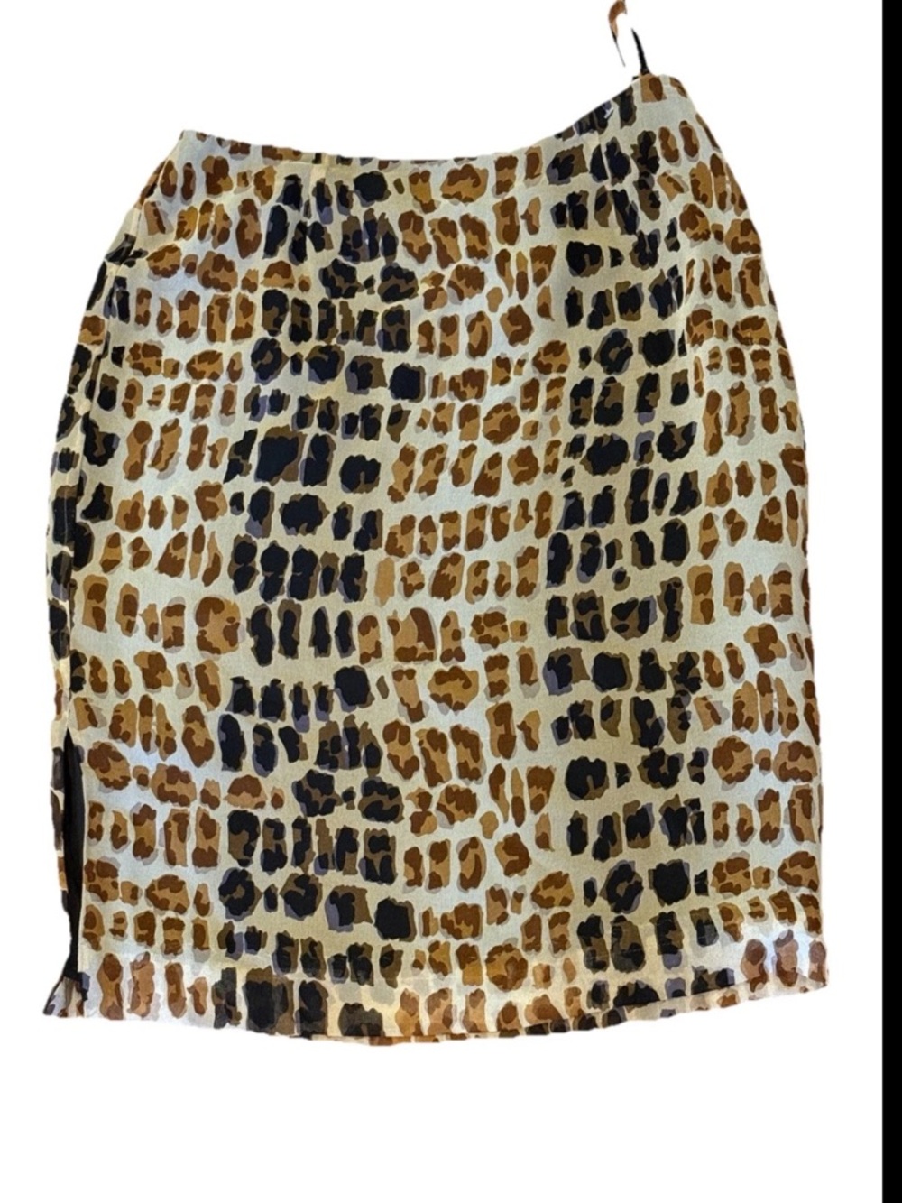 Vintage ALFANI Woman's Silk Below the Knee “KENYA” Leopard Print Skirt SZ 4P NWT